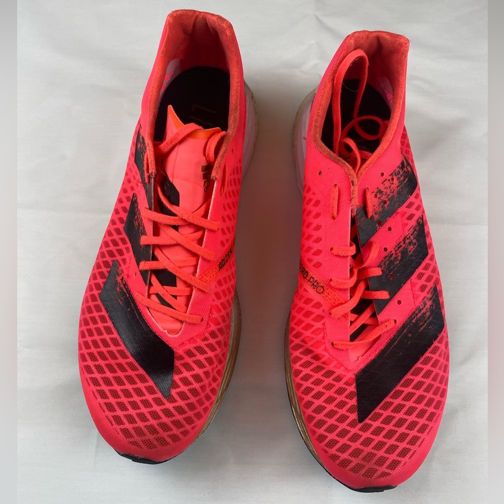 Beautiful Adidas Adizero running shoe in brilliant red!